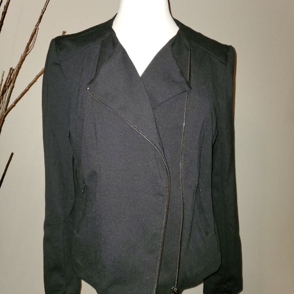 Black Long Sleeved Moto Jacket